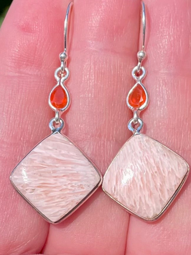 Orange Scolecite and Carnelian Earrings - Morganna’s Treasures