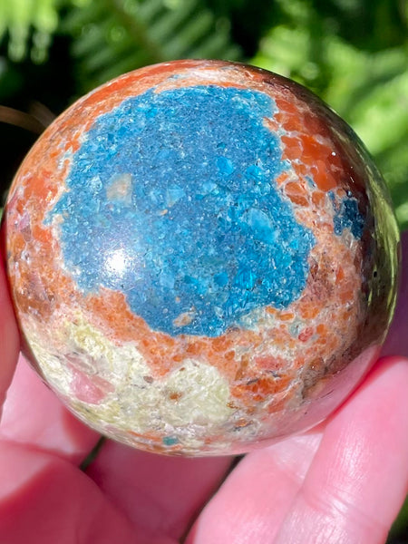 RARE Orange Calcite and Blue Apatite Sphere