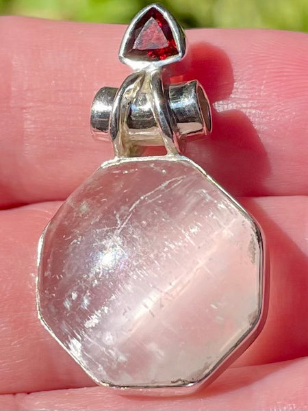 Selenite and Garnet Pendant - Morganna’s Treasures