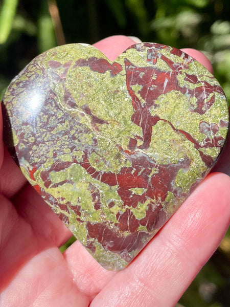 Dragon Bloodstone Large Heart Palm Stone - Morganna’s Treasures