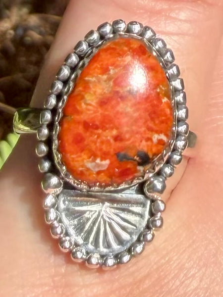 Orange Coral Ring Size 8 - Morganna’s Treasures
