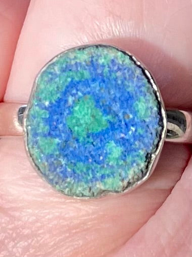 Stunning Azurite in Malachite Stalactite Ring Size 7.5
