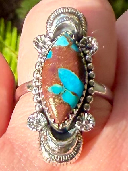 Turquoise in Matrix Ring Size 7.5 - Morganna’s Treasures