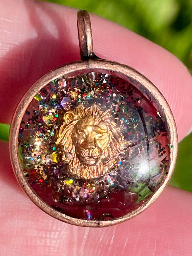 “Lion’s Roar” Copper, Black Obsidian, Selenite, Moonstone & Quartz Orgonite Pendant - Morganna’s Treasures 