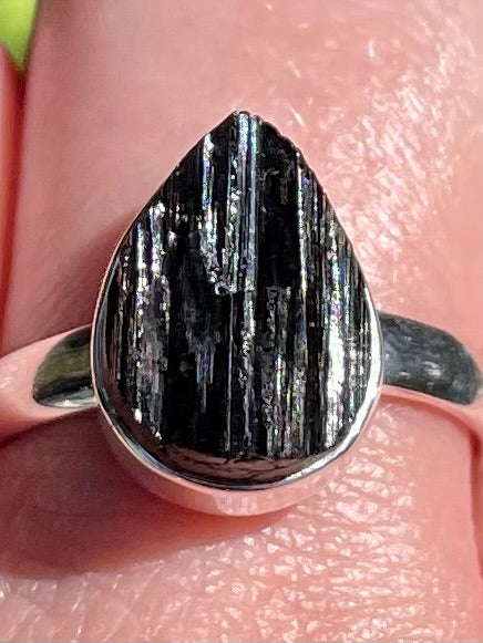 Rough Black Tourmaline Ring Size 10 - Morganna’s Treasures 