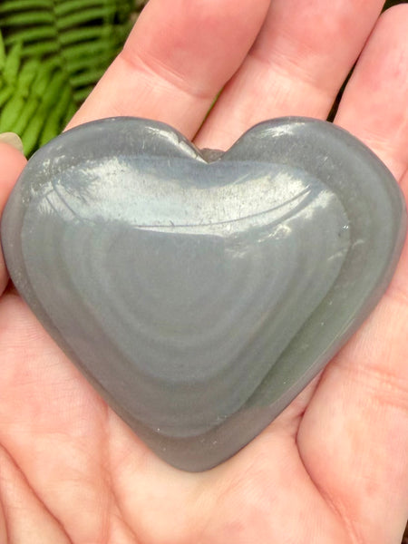 Gray Obsidian Heart Palm Stone