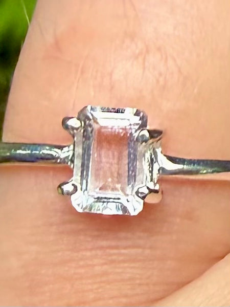 Faceted Clear Quartz Ring Size 7