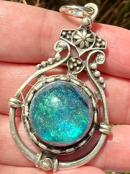"Mermaid" Citrine, Azurite, Jet, Moonstone, Selenite, Aquamarine, Clear Quartz and Aluminum Orgonite Pendant - Morganna’s Treasures