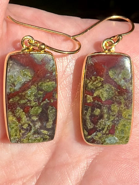 18K Gold Plated Dragon Bloodstone Earrings