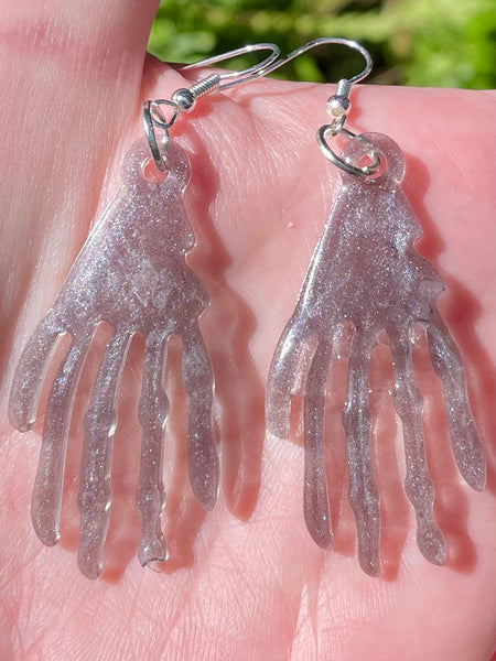Skeleton Hands Resin Earrings - Morganna’s Treasures