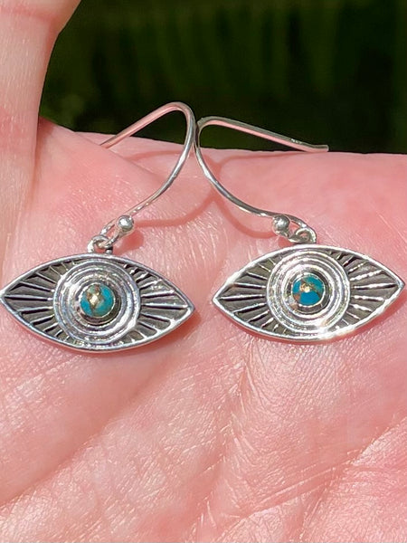 Evil Eye Blue Copper Turquoise Earrings - Morganna’s Treasures 