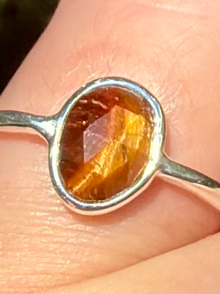 Faceted Red Tigers Eye Ring Size 7.5