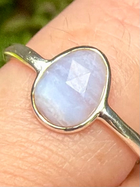 Faceted Blue Lace Agate Ring Size 7