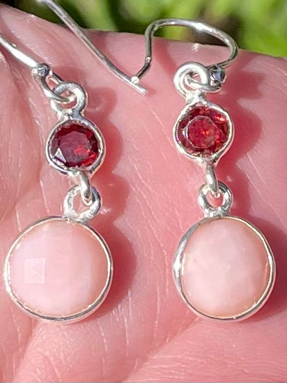 Peruvian Pink Opal and Garnet Earrings - Morganna’s Treasures 