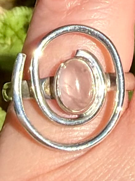 Rose Quartz Spiral Ring Size 7.5