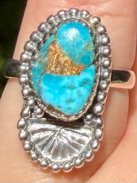 Blue Copper Turquoise Ring Size 6