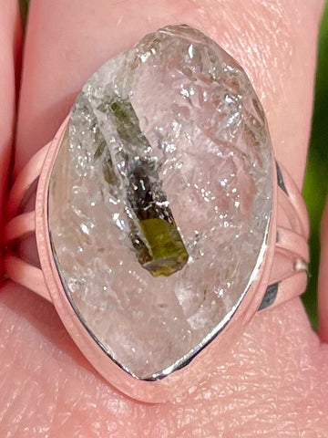 Green Tourmaline in Quartz Ring Size 9 - Morganna’s Treasures 