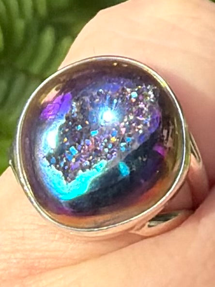 Titanium Aura Quartz Druzy Ring Size 6 - Morganna’s Treasures