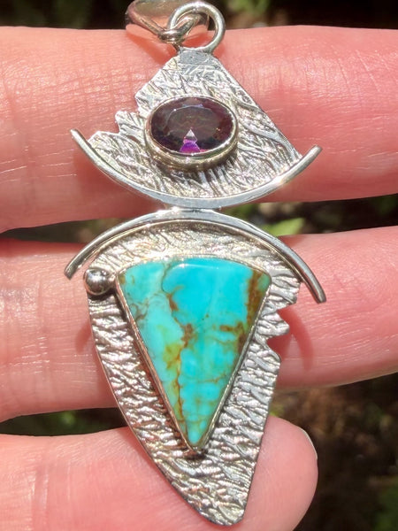 Blue Turquoise and Mystic Topaz Pendant