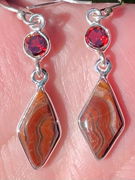 Mexican Laguna Lace Agate and Garnet Earrings