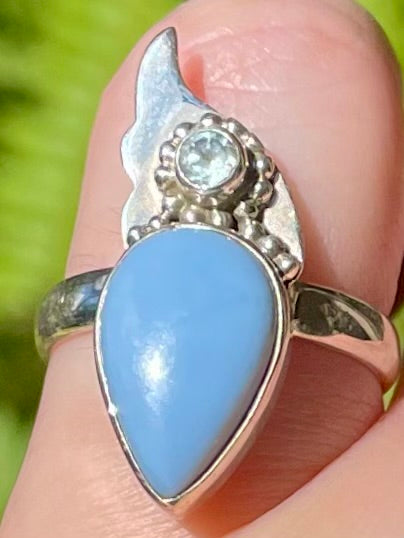 Blue Owyhee Opal and Blue Topaz Ring Size 7 - Morganna’s Treasures 