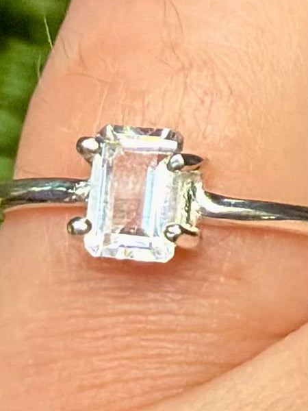 Faceted Clear Quartz Ring Size 7
