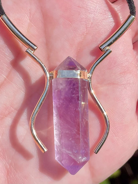 Double Terminated Amethyst Corded Necklace - Morganna’s Treasures