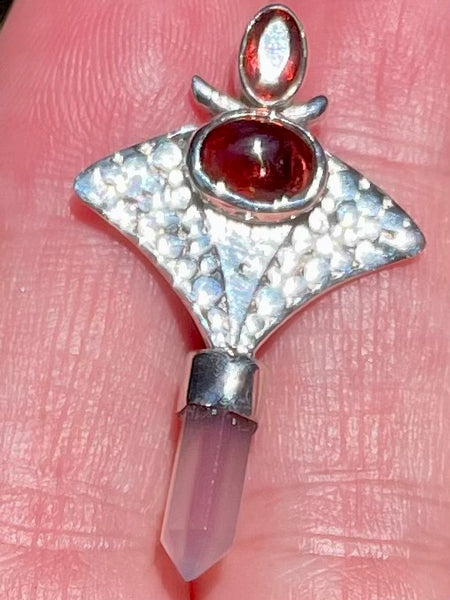 Rose Quartz and Garnet Point  Pendant - Morganna’s Treasures 