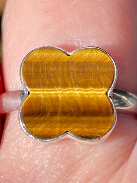 Tigers Eye Clover Ring Size 8 - Morganna’s Treasures