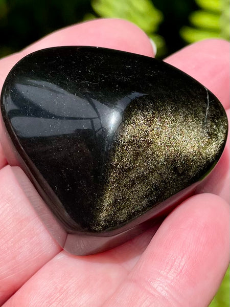 Small Gold Sheen Obsidian Heart Palm Stone - Morganna’s Treasures 