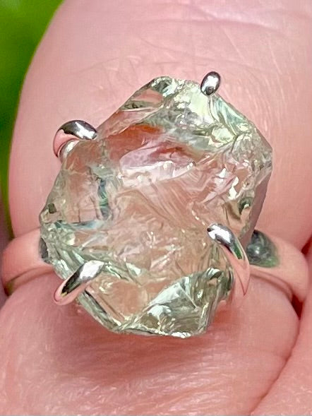 Rough Green Amethyst (Prasiolite) Ring Size 6 - Morganna’s Treasures 