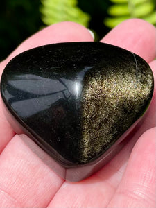 Small Gold Sheen Obsidian Heart Palm Stone - Morganna’s Treasures 