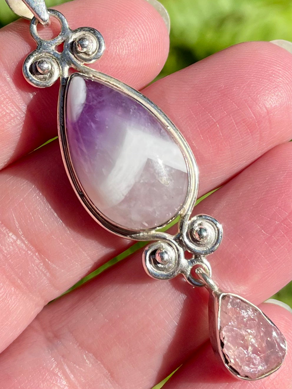 Chevron Amethyst and Morganite Pendant - Morganna’s Treasures 