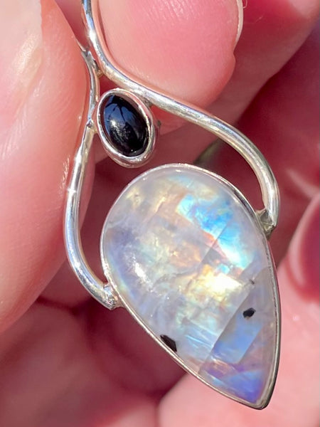 Rainbow Moonstone and Black Onyx Pendant - Morganna’s Treasures