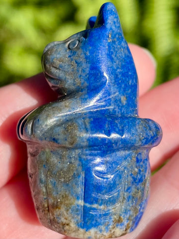 Lapis Lazuli Carved Cat in a Basket - Morganna’s Treasures