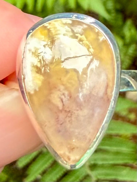 Graveyard Plume Agate Ring Size 10.5