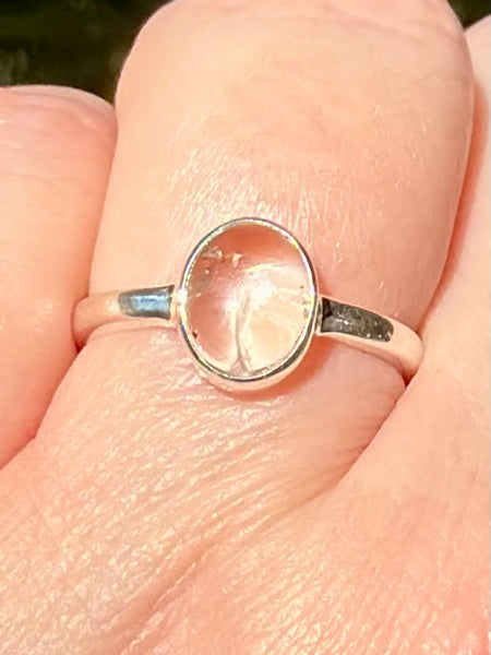 Rare Fluorescent Hyalite Opal Ring Size 8