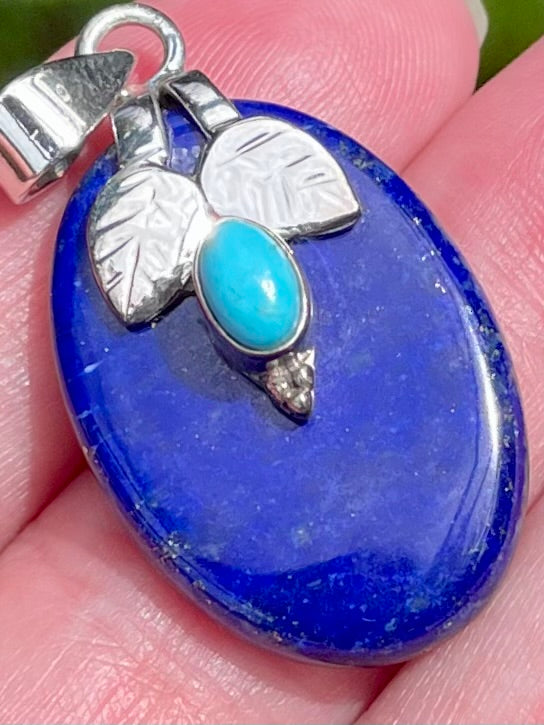 Blue Mohave Turquoise and Lapis Lazuli Pendant - Morganna’s Treasures 