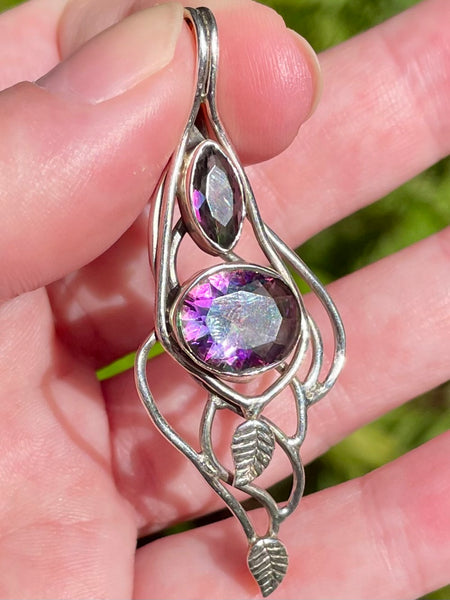 Mystic Topaz Leaf Pendant - Morganna’s Treasures 