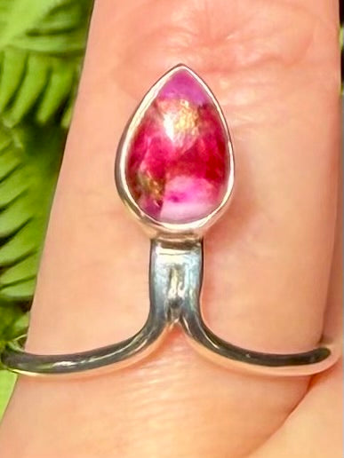 Pink Dahlia Turquoise Ring Size 7