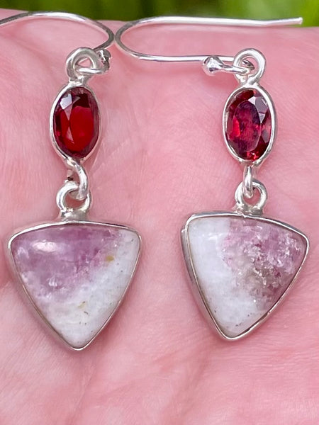 Pink Tourmaline in Quartz and Garnet Earrings - Morganna’s Treasures 