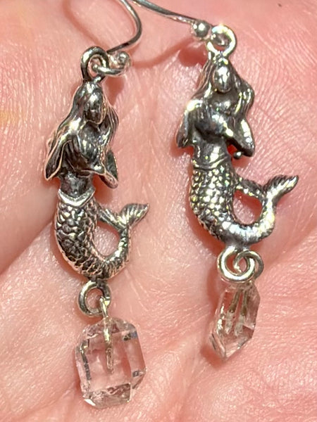 Mermaid Herkimer Diamond Earrings