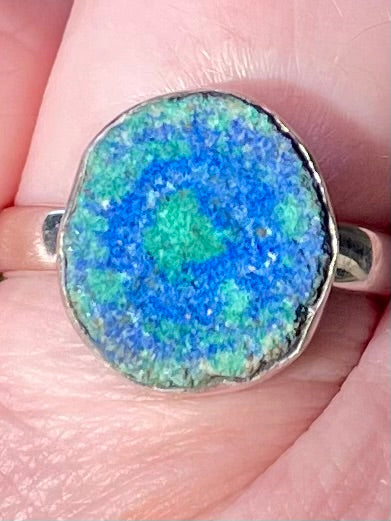 Stunning Azurite in Malachite Stalactite Ring Size 7.5