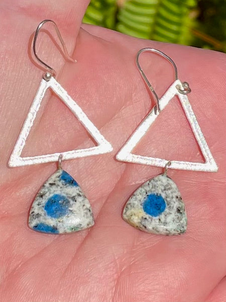 K2 Azurite Triangle Earrings - Morganna’s Treasures