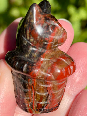Red Jasper Carved Cat in a Basket - Morganna’s Treasures