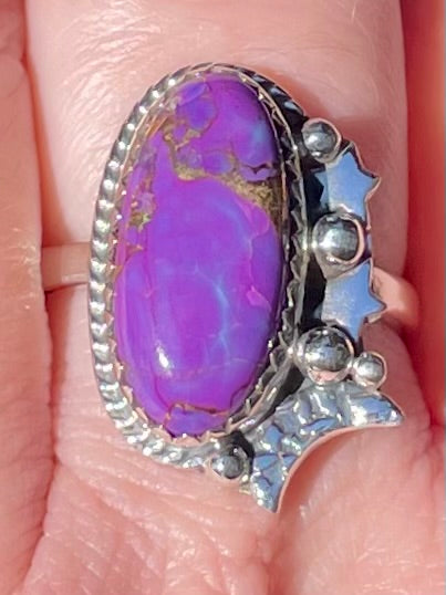 Purple Copper Turquoise Ring Size 9