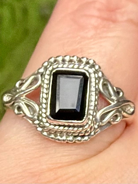 Faceted Black Onyx Ring Size 8 - Morganna’s Treasures