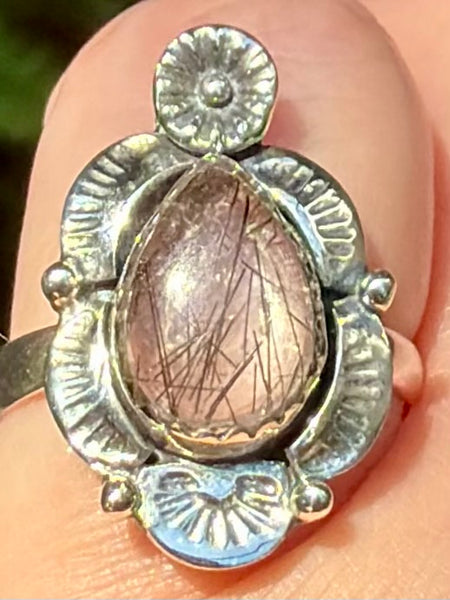 Tourmalinated Quartz Ring Size 8