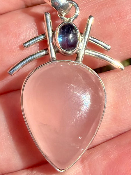 Stunning Rose Quartz and Blue Kyanite Pendant