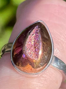 Rose Titanium Aura Quartz Druzy Ring Size 6 - Morganna’s Treasures